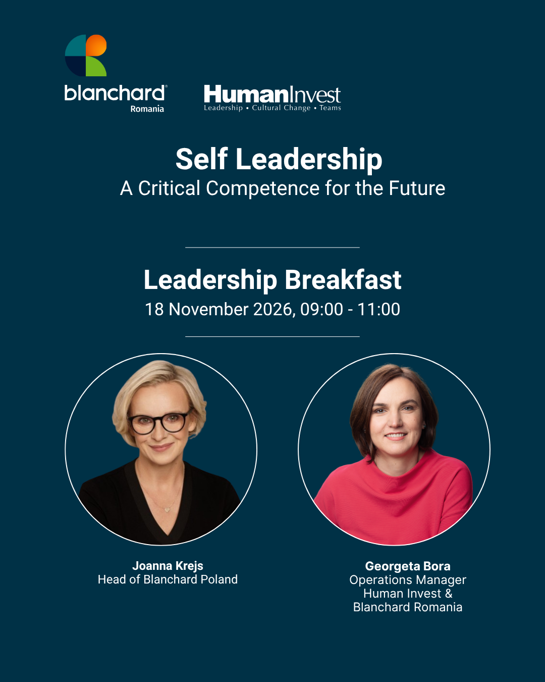 Joanna Krejs, Georgeta Bora, Human Invest Self Leadership Event 2026
